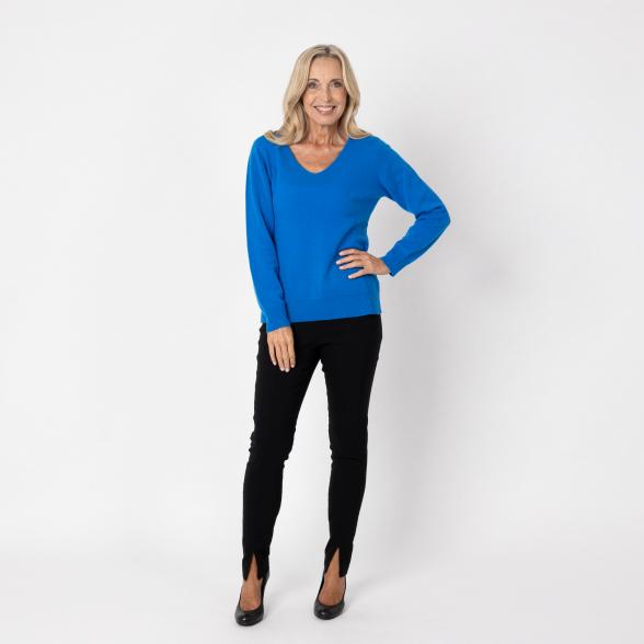 100% KASCHMIR Pullover, V-Ausschnitt, royal 34/36 - 112959600001 - 2 - 588px