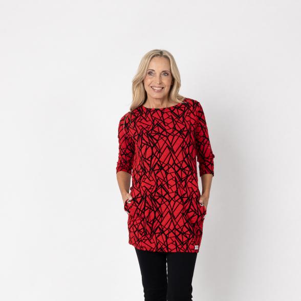 VANESSA STYLE Damen-Tunika rot/ schwarz 36/38 (1) - 113116100001 - 2 - 588px