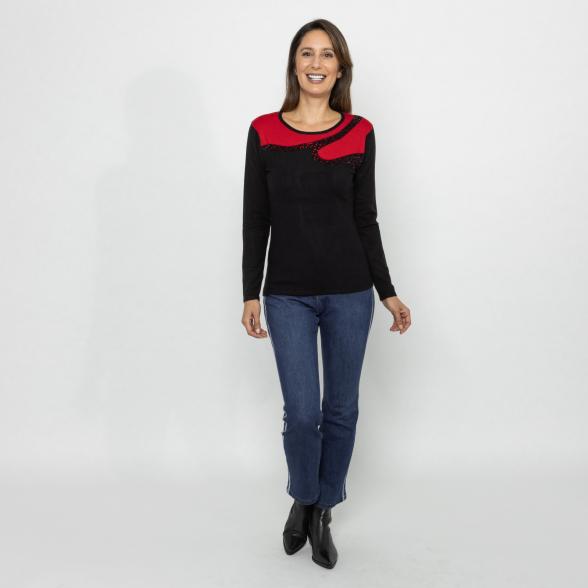 TRENDS by J. Leibfried Pullover schwarz/rot 46-50 - 113164900003 - 2 - 588px