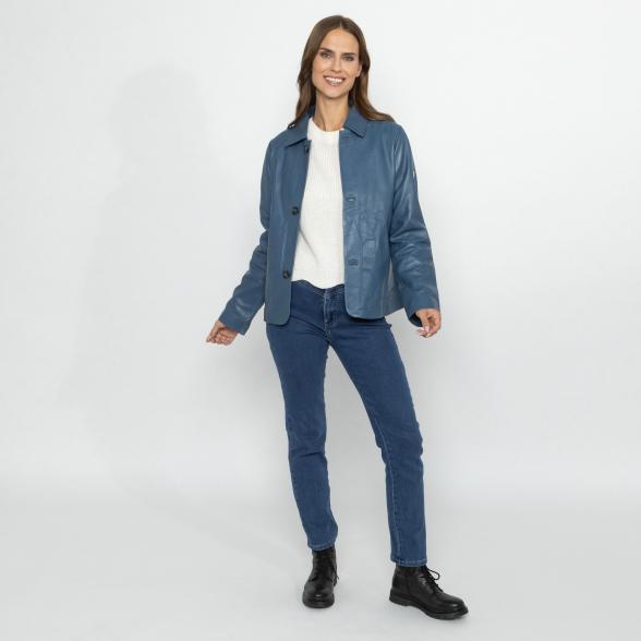 OTTO KERN Damen-Lederjacke 'Elora' blau 38 - 113221400001 - 2 - 588px