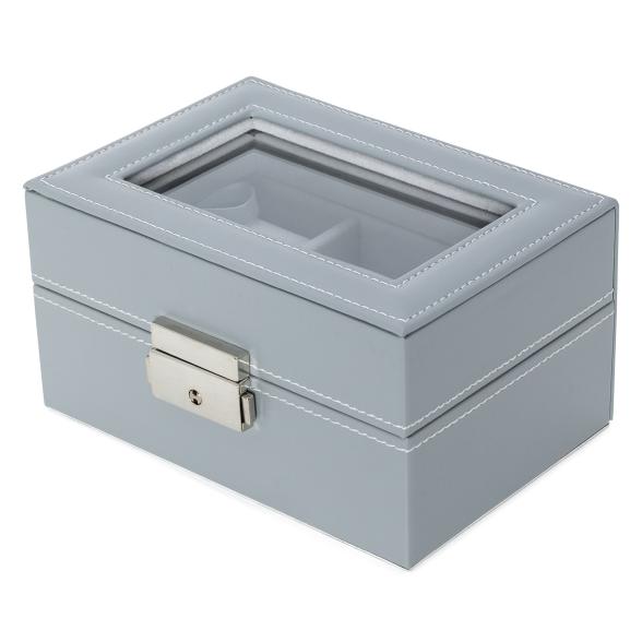 Uhrenbox für 3 Uhren, Kunstleder & Samt grau - 113498100000 - 2 - 588px