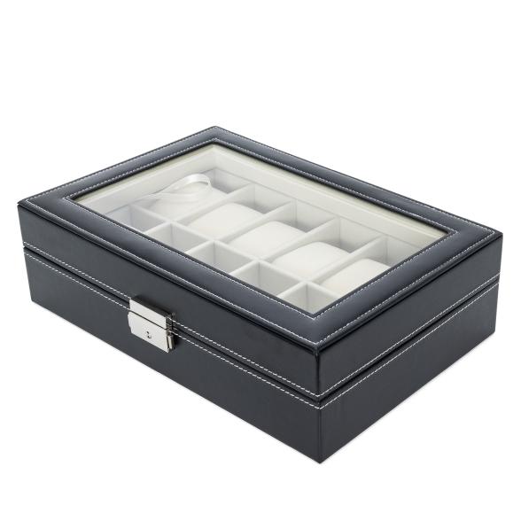 Uhrenbox für 12 Uhren, schwarz-beige - 113498200000 - 2 - 588px