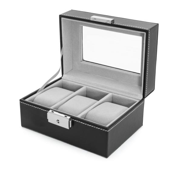 Uhrenbox für 3 Uhren, schwarz-grau - 113498500000 - 2 - 588px