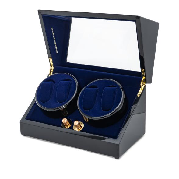 4er Uhrenbeweger "Kubus" pianoblack-blau - 113504800000 - 2 - 588px