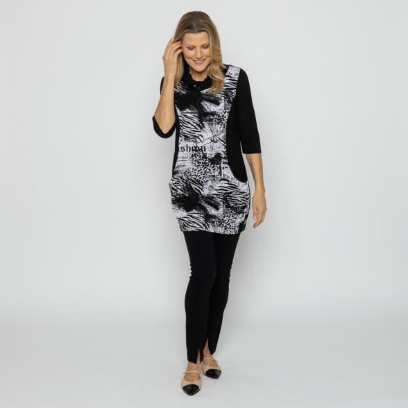 VANESSA STYLE Damen-Longshirt schwarz/weiß 48/50 (4) - 113687300004 - 2 - 588px