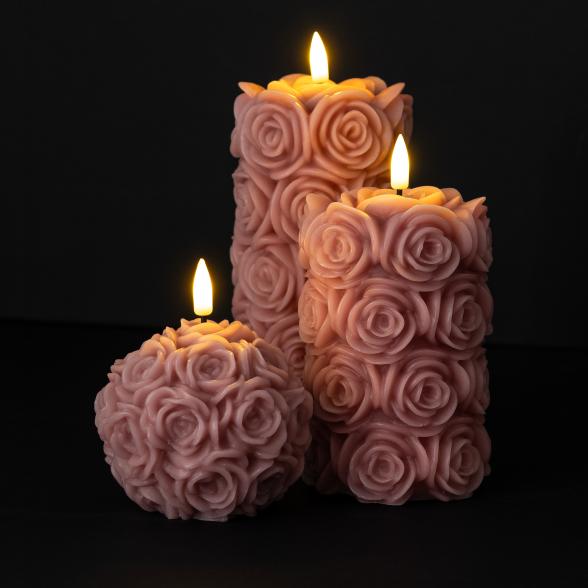 3 LED-Echtwachskerzen Rose - 113699900000 - 2 - 588px
