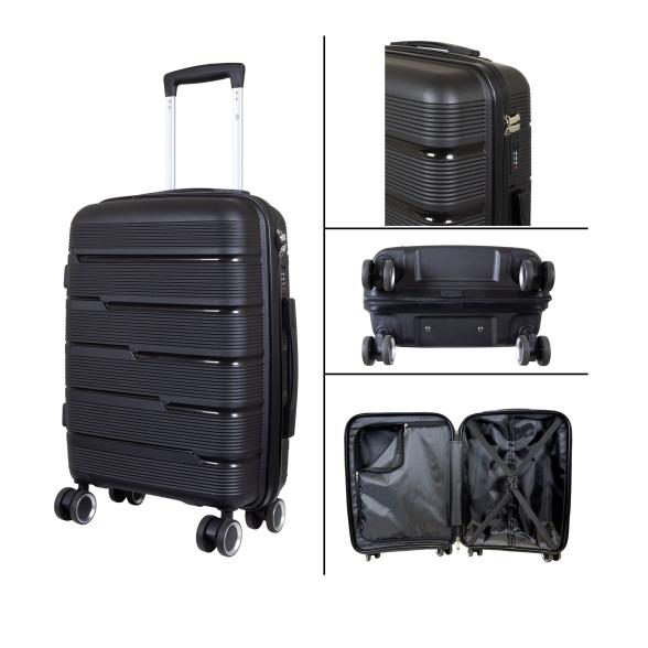 3-teiliges Polypropylen-Kofferset 'Aruba' schwarz - 113823000000 - 2 - 588px