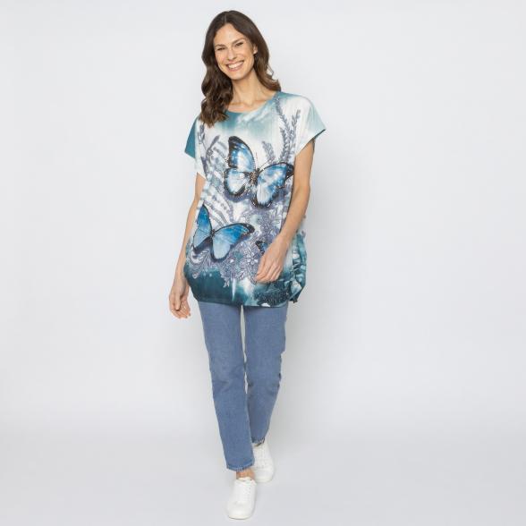 FASHION NEWS Damen-Shirt Butterfly petrol M/L - 38-42 - 113978800001 - 2 - 588px