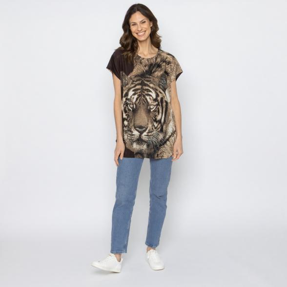 FASHION NEWS Damen-Shirt Tigerkopf Dunkelbraun M/L - 38-42 - 113979500001 - 2 - 588px
