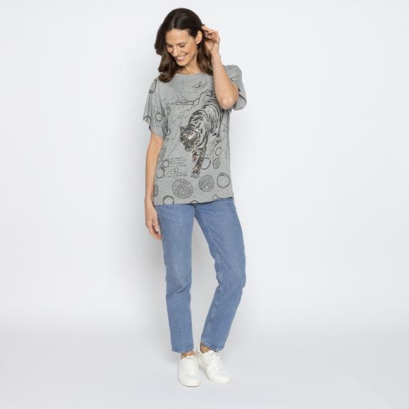 FASHION NEWS Damen-Shirt Tiger grau M/L - 38-42 - 113979900001 - 2 - 588px