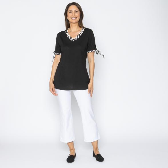 BRILLIANTSHIRTS Damen-Longshirt Uni mit Leo Besatz 36/38 - 113983300001 - 2 - 588px
