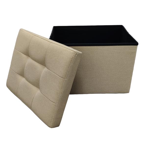 Sitzhocker Leinenoptik faltbar, beige - 114022200000 - 2 - 588px