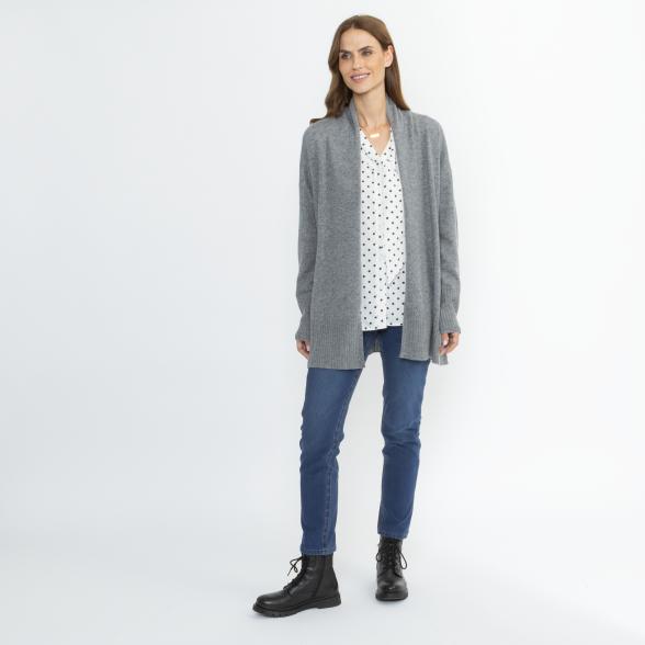 100% KASCHMIR Jacke Schalkragen grau melange 50/52 - 114106900005 - 2 - 588px