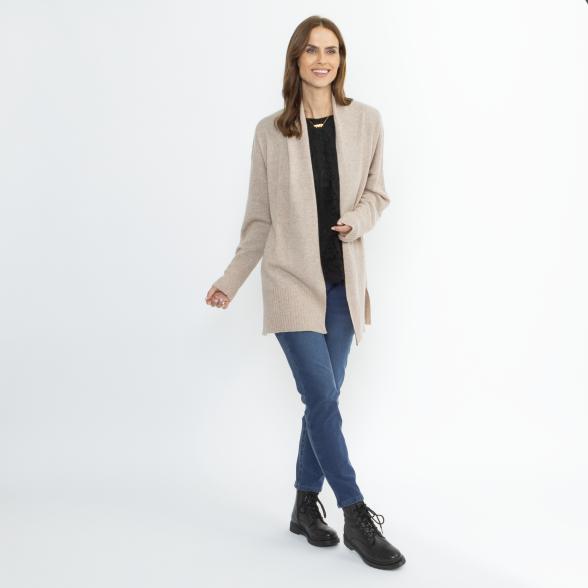 100% KASCHMIR Jacke Schalkragen beige melange 50/52 - 114107000005 - 2 - 588px