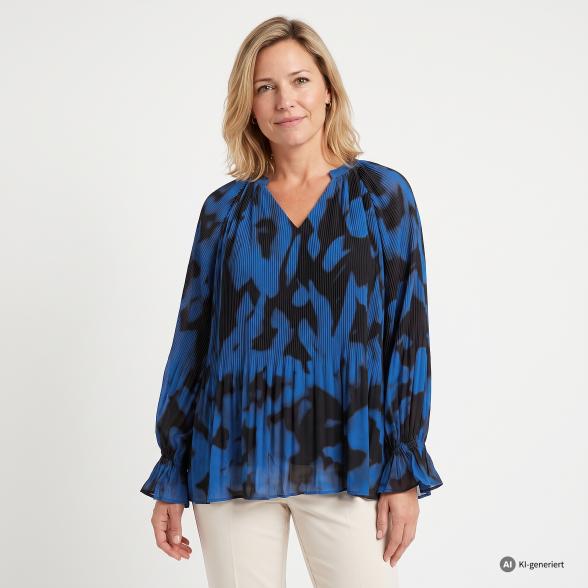 TRENDS by J. Leibfried Plisseebluse blau/schwarz 36/38 - 114250400001 - 2 - 588px