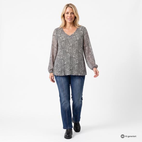 sophistical Women Plisseebluse schwarz/hellgrau 40/42 - 114420200001 - 2 - 588px
