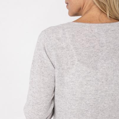 100% KASCHMIR Pullover, V-Ausschnitt, hellgrau
