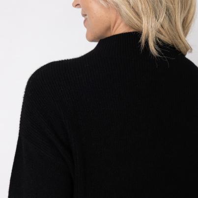 100% KASCHMIR Pullover, Stehkragen, schwarz