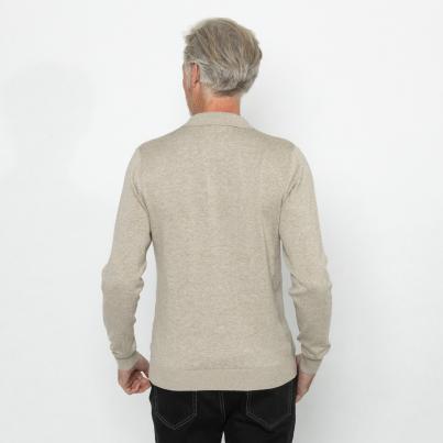 Herren-Pullover mit Polokragen stone
