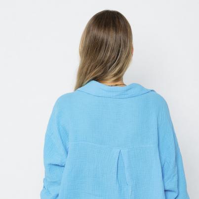 Damen-Musselin Hemd türkis