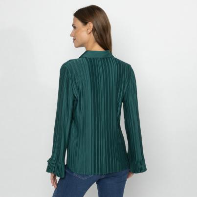 TRENDS by J. Leibfried Plissee-Bluse tannengrün