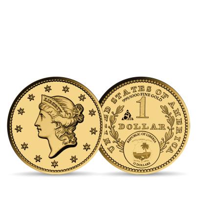 3 Goldmünzen "1 USD Komplett-Set-Kollketion"