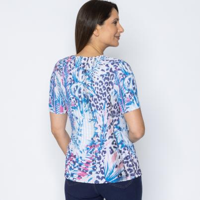 Jeannie Damen-Plissee-Shirt Leo & Blätter