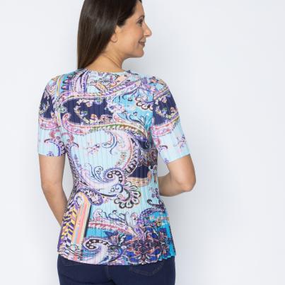 Jeannie Damen-Plissee-Shirt Paisley