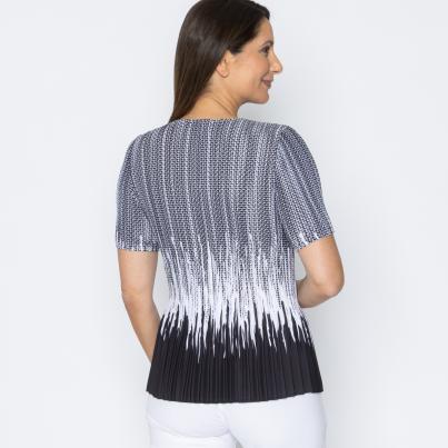 Jeannie Damen-Plissee-Shirt schwarz/weiß