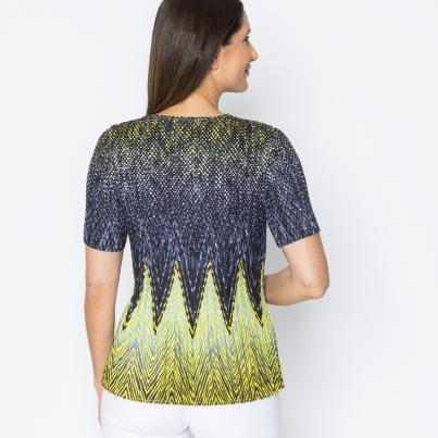 Jeannie Damen-Plissee-Shirt Zackenmuster