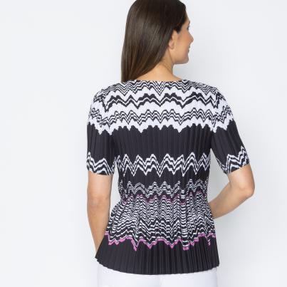Jeannie Damen-Plissee Shirt Zickzack
