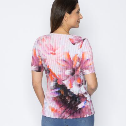 Jeannie Damen-Plissee Shirt Flowers