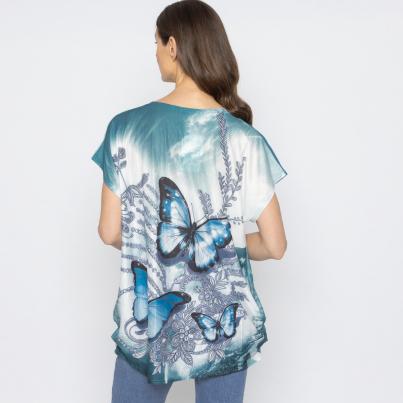 FASHION NEWS Damen-Shirt Butterfly petrol