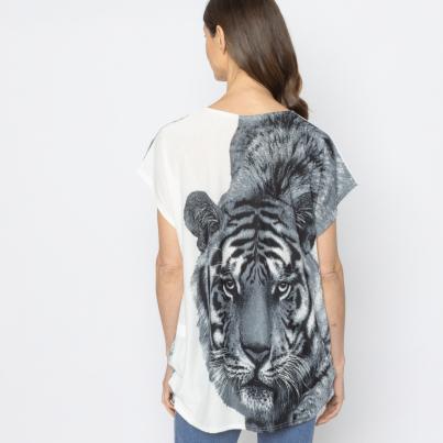 FASHION NEWS Damen-Shirt Tigerkopf weiß