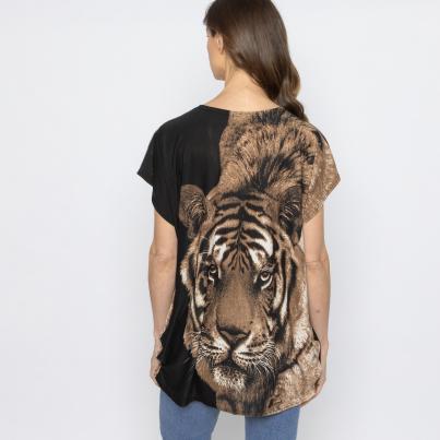 FASHION NEWS Damen-Shirt Tigerkopf schwarz