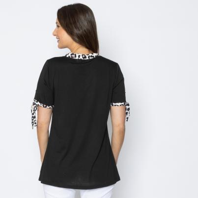 BRILLIANTSHIRTS Damen-Longshirt Uni mit Leo Besatz