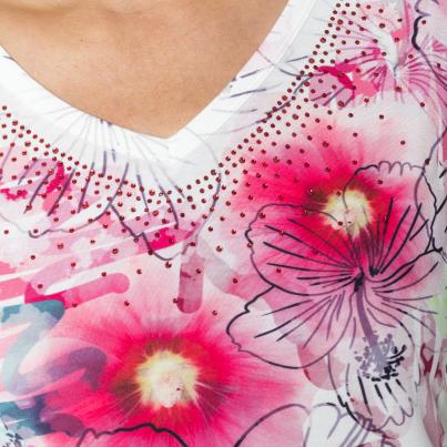 BRILLIANTSHIRTS Damen-Longshirt Blüten
