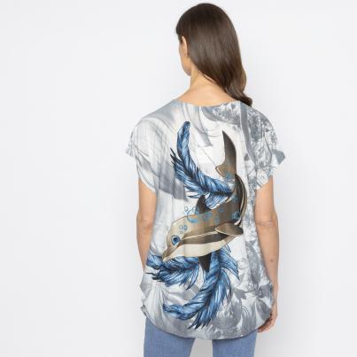 FASHION NEWS Damen-Shirt Blätter grau