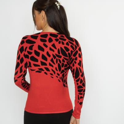 MILANO Design Damen-Pullover rot/schwarz