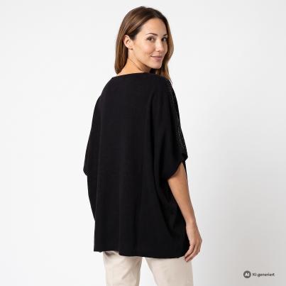 KERNIG by Sarah Kern Strickponcho Strass schwarz