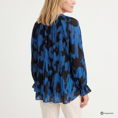TRENDS by J. Leibfried Plisseebluse blau/schwarz