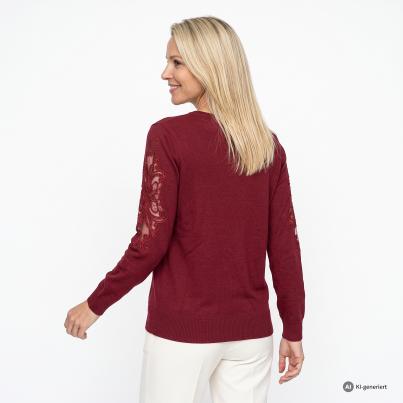 CHRISTIAN MATERNE Damen-Pullover Spitze dunkelrot