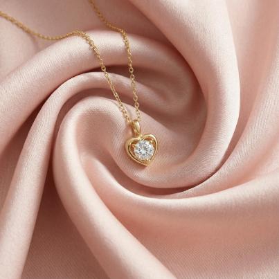 amor Herzanhänger mit Kette 925 Silber vergoldet