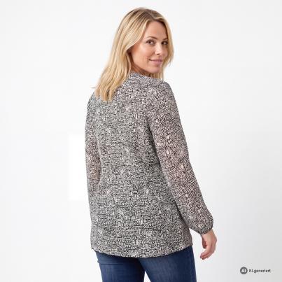 sophistical Women Plisseebluse schwarz/hellgrau
