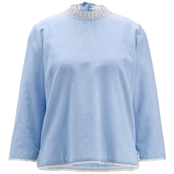 linea TESINI Damen Bluse mit Spitze hellblau/weiß 46 - 105205700006 - 3 - 588px