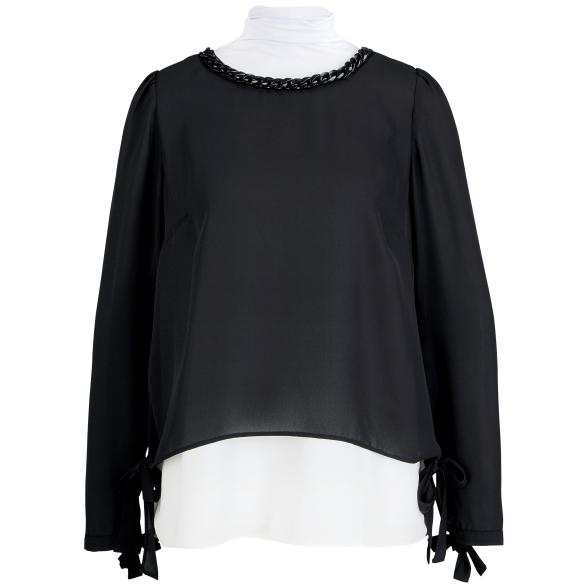 ashley brooke Damen-Bluse mit Kette, schwarz/weiß - 105207300000 - 3 - 588px