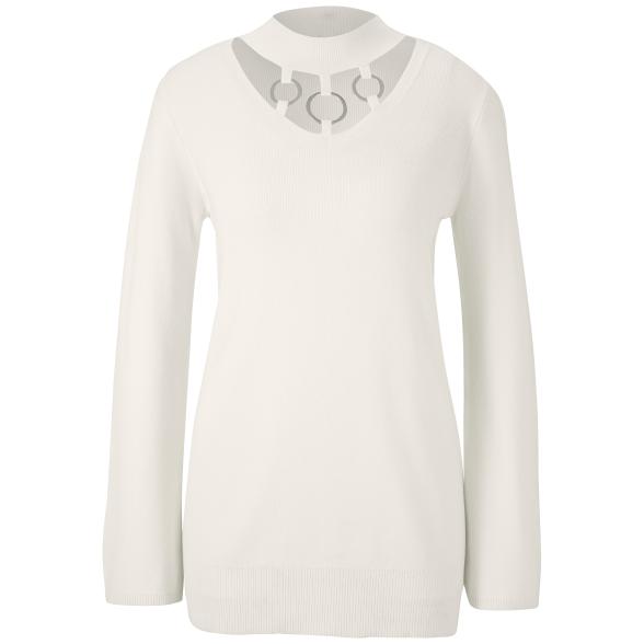 ashley brooke Damen Pullover mit Cut-Outs offwhite 38 - 105207500002 - 3 - 588px