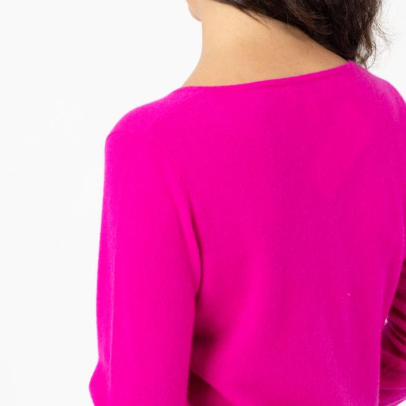 100% KASCHMIR Damen-Pullover, V-Ausschnitt magenta - 107852300000 - 3 - 588px