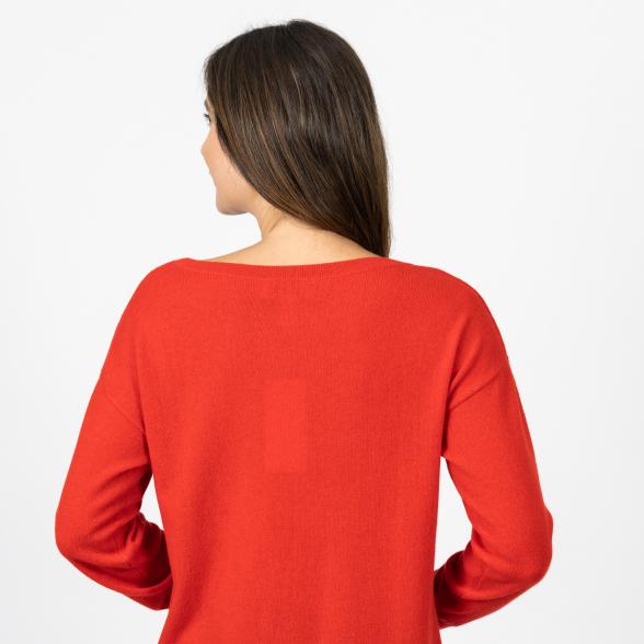 100% KASCHMIR Damen-Pullover, U-Boot rot - 109231400000 - 3 - 588px