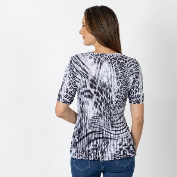 Jeannie Damen-Plissee-Shirt schwarz/weiß - 112338900000 - 3 - 588px